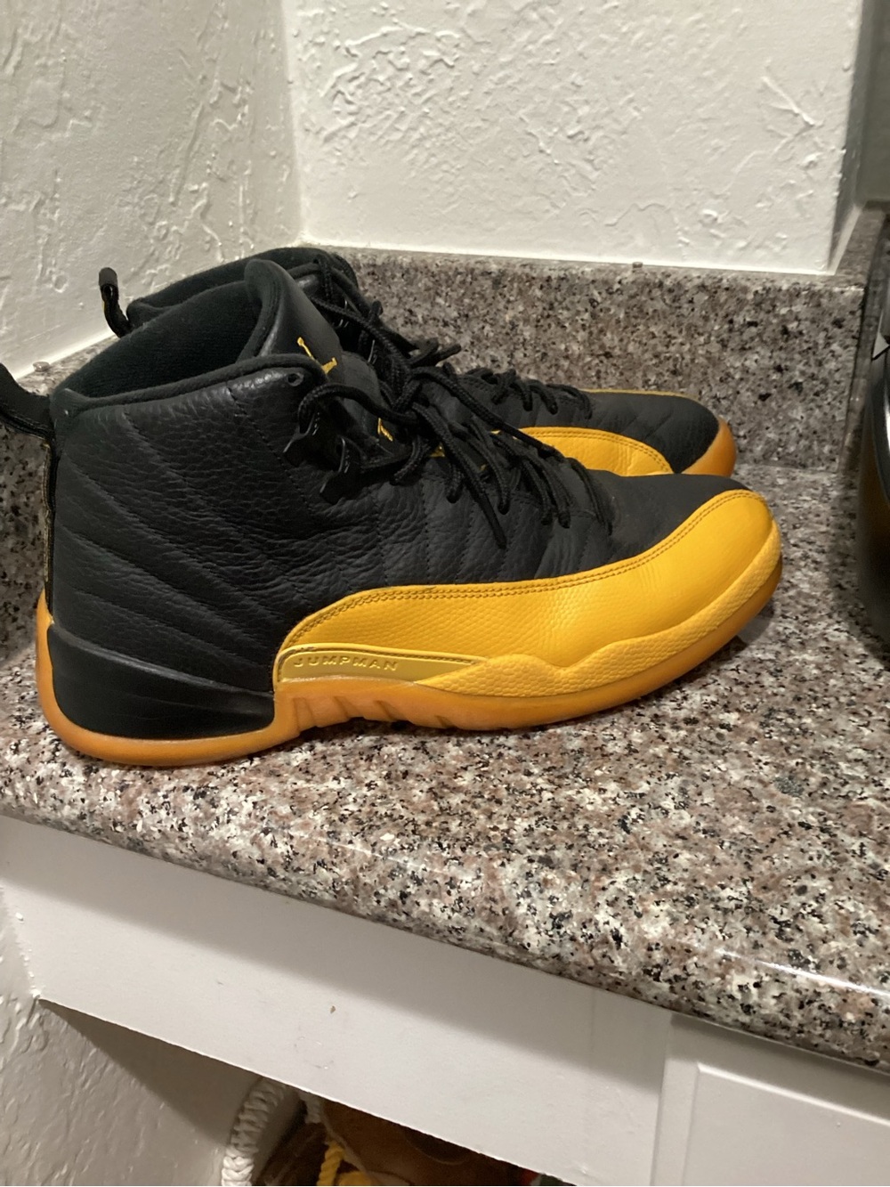 Jordan Black and Yellow Retro Basketball Sneakers